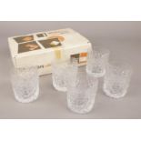 A boxed part set of Whitefriars whisky glasses. One glass missing.