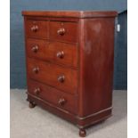 A Victorian mahogany chest of 2 over 3 drawers. (113cm x 97cm x 43cm) Chips and repairs to veneer.