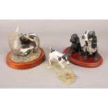 Three Border Fine Art figures. Includes Hayton badger example. Small dog with repair.