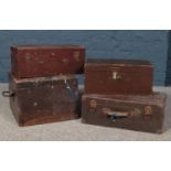 Four vintage wooden boxes to include tool examples.