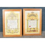 Two framed Royal Antediluvian Order of Buffaloes. Thomas R. Jenkins, Lodge No 8679 January 1963 &