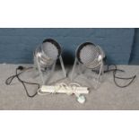 A pair of chrome LED spotlights. H: 34cm, W: 19cm. The lights have not been PAT tested, but are