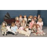 A collection of porcelain dolls, Danbury Mint, Alberon designs examples to include a vintage style