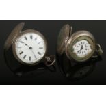 Two silver fob watches - to include a silver watch assayed in London 1881 with roman numerals etc.