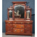 A large Victorian carved mahogany mirror back sideboard. (200cm x 155cm x 52cm)