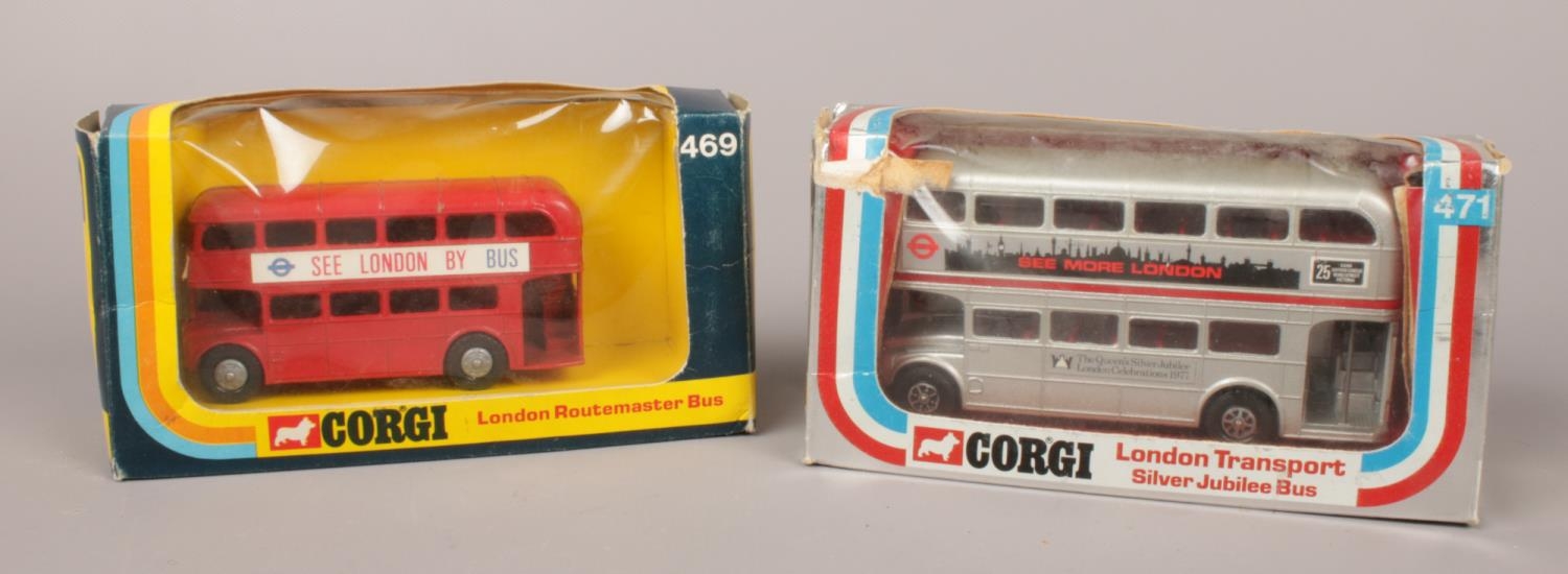A collection of four boxed Corgi buses - comprising of Silver Jubilee Bus (471), two London - Image 2 of 3