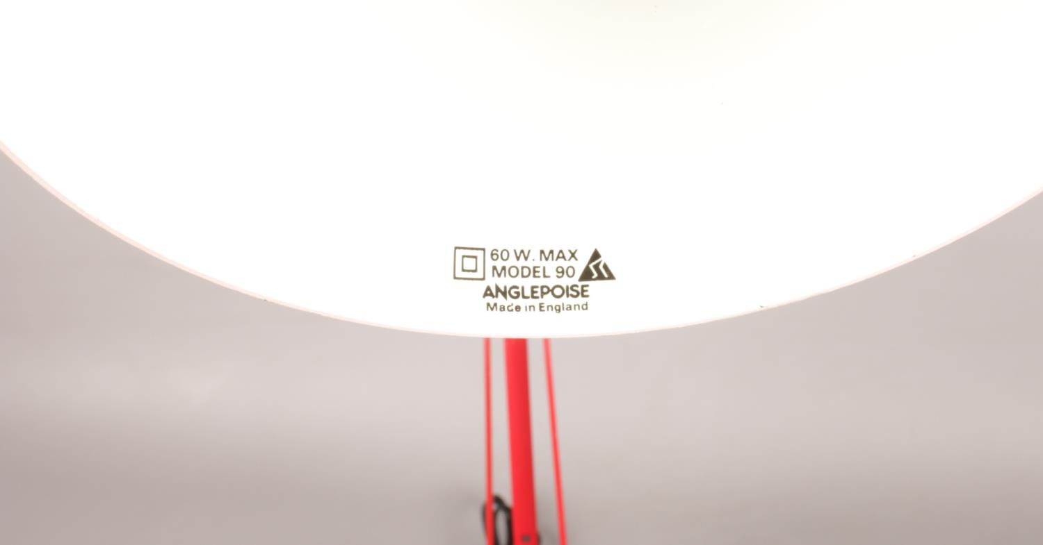 A Herbert Terry Anglepoise Model 90 desk lamp in red. H: 84cm. Condition good. Slight scratches to - Image 3 of 4