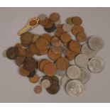 A collection of mainly British pre-decimal coins. Half crowns, Shillings. farthing examples etc to