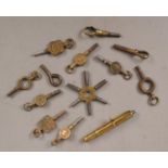 A collection of pocket watch keys.