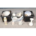Three boxes of miscellaneous. Royal Worcester, Spode, silver plate examples etc
