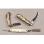 Three pocket knives. Includes two Arnold & Sons examples.