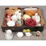 Three boxes of miscellaneous. Royal Vale China, Colclough, Dexam examples etc