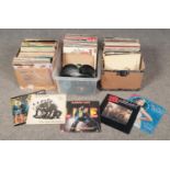 A box of mainly LP records. Also includes pop singles, not in sleeves.