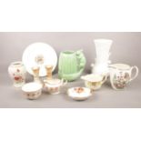 A group of ceramic's. Sylvac No.1115 vase, Royal Doulton 'Minden' jug, Royal Albert Old examples etc