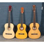 Three acoustic guitars. Includes Herald example. Tired condition.