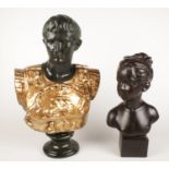 A Thomas Blakemore bust of a Julius Caesar in armour along with a bust of a young girl.