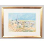 Draull Steinfeld Gilt framed watercolour. Blick Von Westnach Ost verso. Signed and dated 95. 26cm