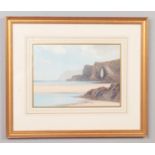 Frederick John Widgery 1861-1942, gilt framed watercolour with gauche rugged coastal seascape signed