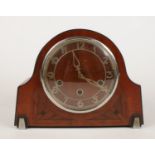 An Art deco inlaid Westminster chime mantle clock. (27cm width, 21cm height, 12cm depth)