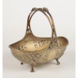 A John Round & Son silver plated basket. With bamboo effect handle and floral decoration.