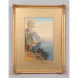 W G Cole, pair of gilt frame watercolours, coastal landscapes, entitled Clovelly The Way To The