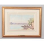 Frederick John Widgery 1861-1942, gilt framed watercolour Shaldon Bridge Teignmouth. Signed. 25cm