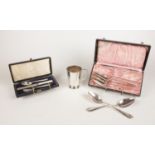 A selection of metalwares - comprising of a Silver-plated (A1) child's cutlery set from Walker &