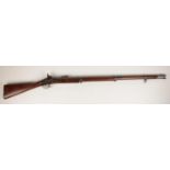 A 577 Enfield percussion cap rifle dated 1877 serial number 639, having rifled barrel double click