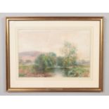 Henry Charles Fox 1855-1929, gilt framed watercolour a river landscape entitled Summer Day. 34cm x