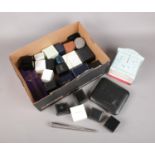 A box of jewellery boxes, ring sizer etc.