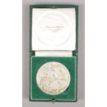 A BP white metal Forties Field inauguration medal in Algernon Asprey case.