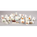 A collection of crested china. Includes Carlton Speak No Hear No See No, Grosvenor, Arcadian etc.