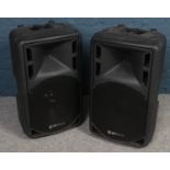 A pair of QTX sound speakers.