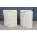 Two Lloyd Loom style wash baskets. (53cm height, 33cm depth) Condition good. Has been painted in