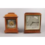 Two Mahogany Mantle clocks. A Elliott clock A. Nixon & Sons ltd chesterfield & one similar example.