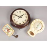 Three vintage wall clocks. Includes two Smiths bakelite examples and a Dutch style example.