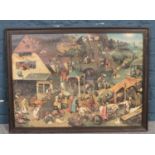 After Pieter Bruegel (1564-1638) framed print 'The Blue Cloak'. (77cmx57cm)