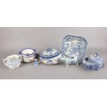 A group of blue & white ceramics - to include a Delft -Blauw hand-painted lidded tureen, a Delft Cow