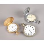 Three pocket watches. Includes two full hunter examples.