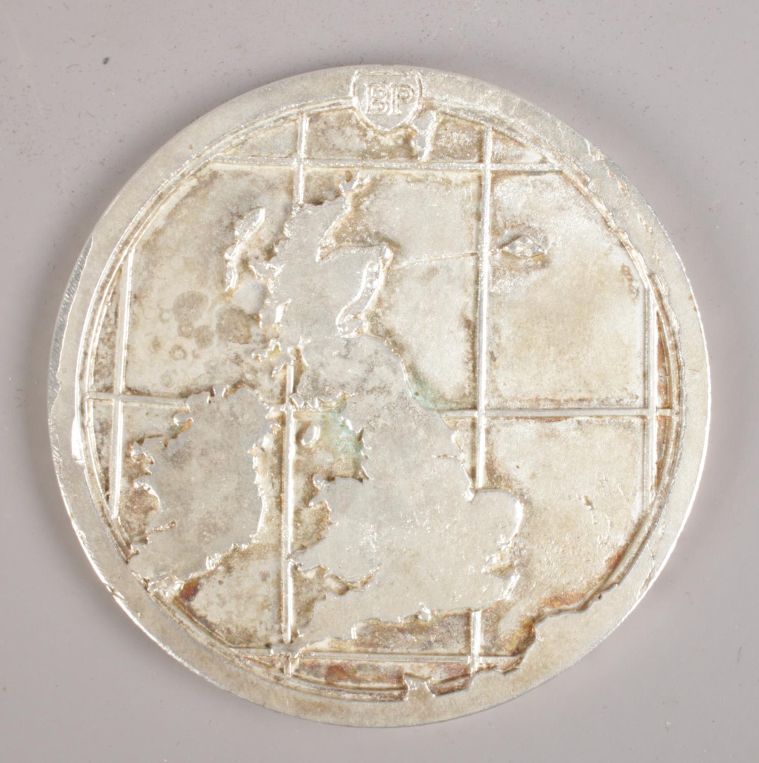 A BP white metal Forties Field inauguration medal in Algernon Asprey case. - Image 2 of 3