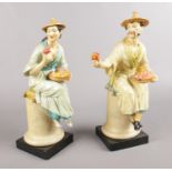 A pair of Royal Worcester figures. La fleur and le panier, both modelled by A Azori. (