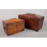 Two 19th century sarcophagus shaped tea caddies.