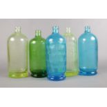 Five vintage glass bottles. Sheffield City Hospital, Eagle Brewery Lowestoft, W.C. Simpson & Co