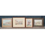 Four small framed landscape watercolours. Includes two by R Johns and two by LJ Conway.