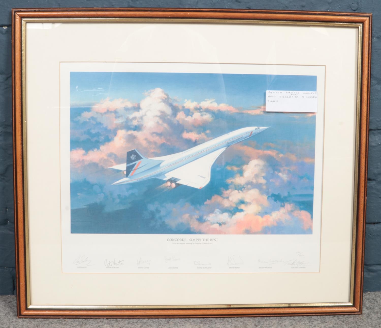 A British Airways Concorde print (Simply the Best) signed by Timothy O'Brien, which includes eight