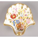 A Hammersley Bone China shell dish. 'Queen Anne' pattern, hand painted with gold borders. (15 x14cm)