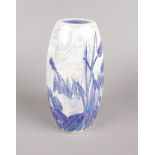 An Anita Harris Blue and White Lustre 'Dragonfly' Vase, gold signed, 17.5cm high. Condition Good -