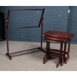 Mahogany Nest of 3 tables & Tapestry frame.