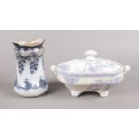 A small selection of ceramics - comprising of a late 19th Century small lidded tureen decorated in a