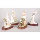 Four The Leonardo collection figures. 'Constance', 'True Poise', 'The flower seller', 'Sara Louise'.